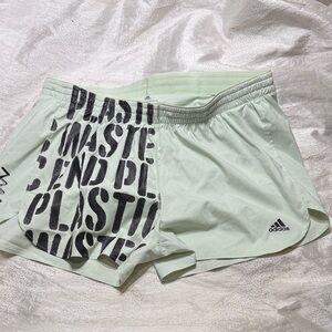 adidas Women's Mint Green Running Shorts - Recycled Message Design size XL